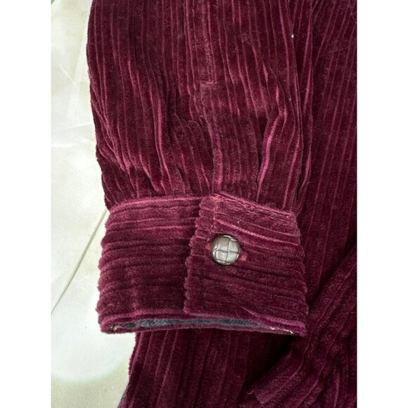 vintage QVC Denim & Co. Plum Corduroy Womens Small Zip Jacket Leather collar - Picture 7 of 13